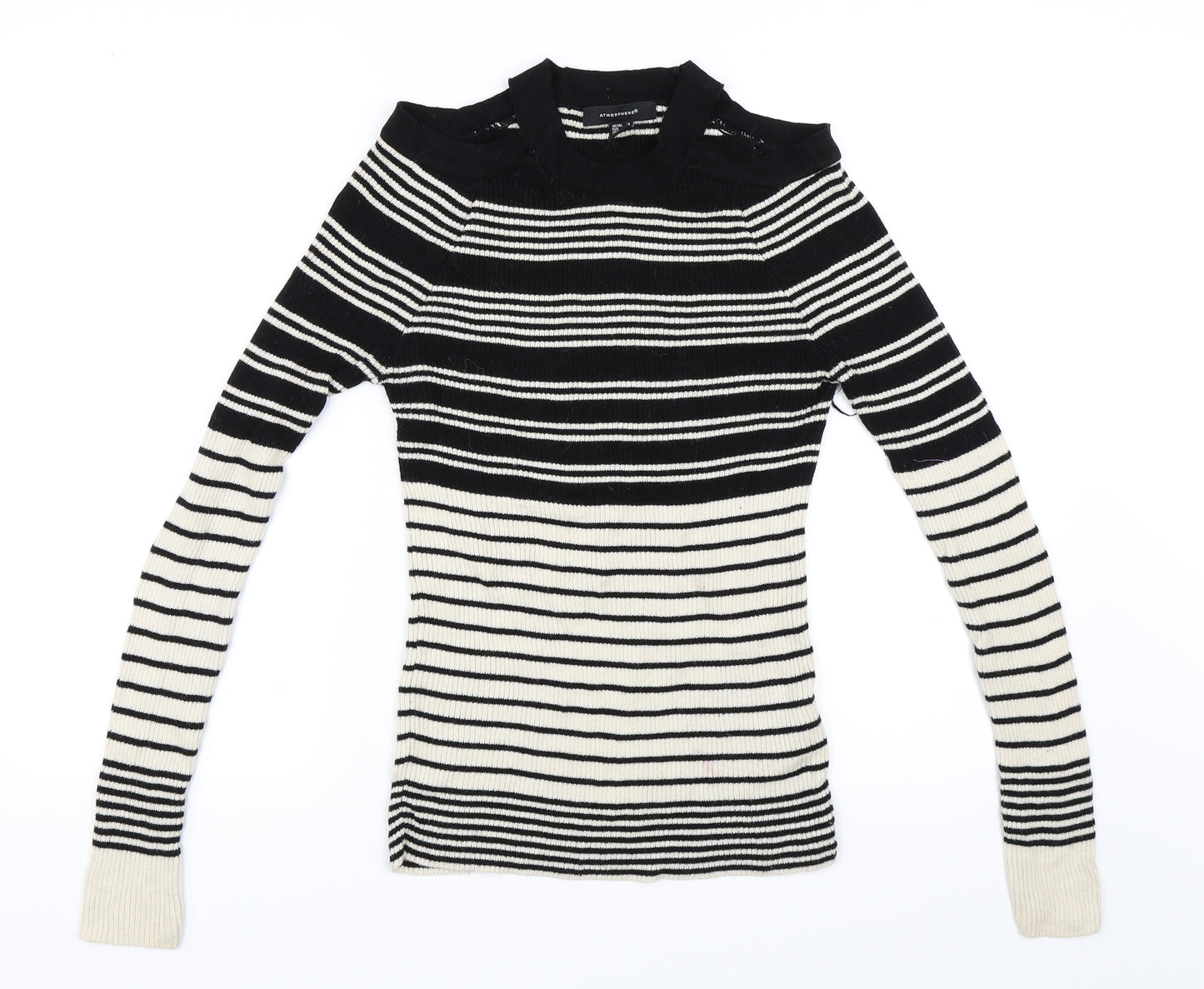 Atmosphere Womens Black Striped  Pullover Jumper Size 12