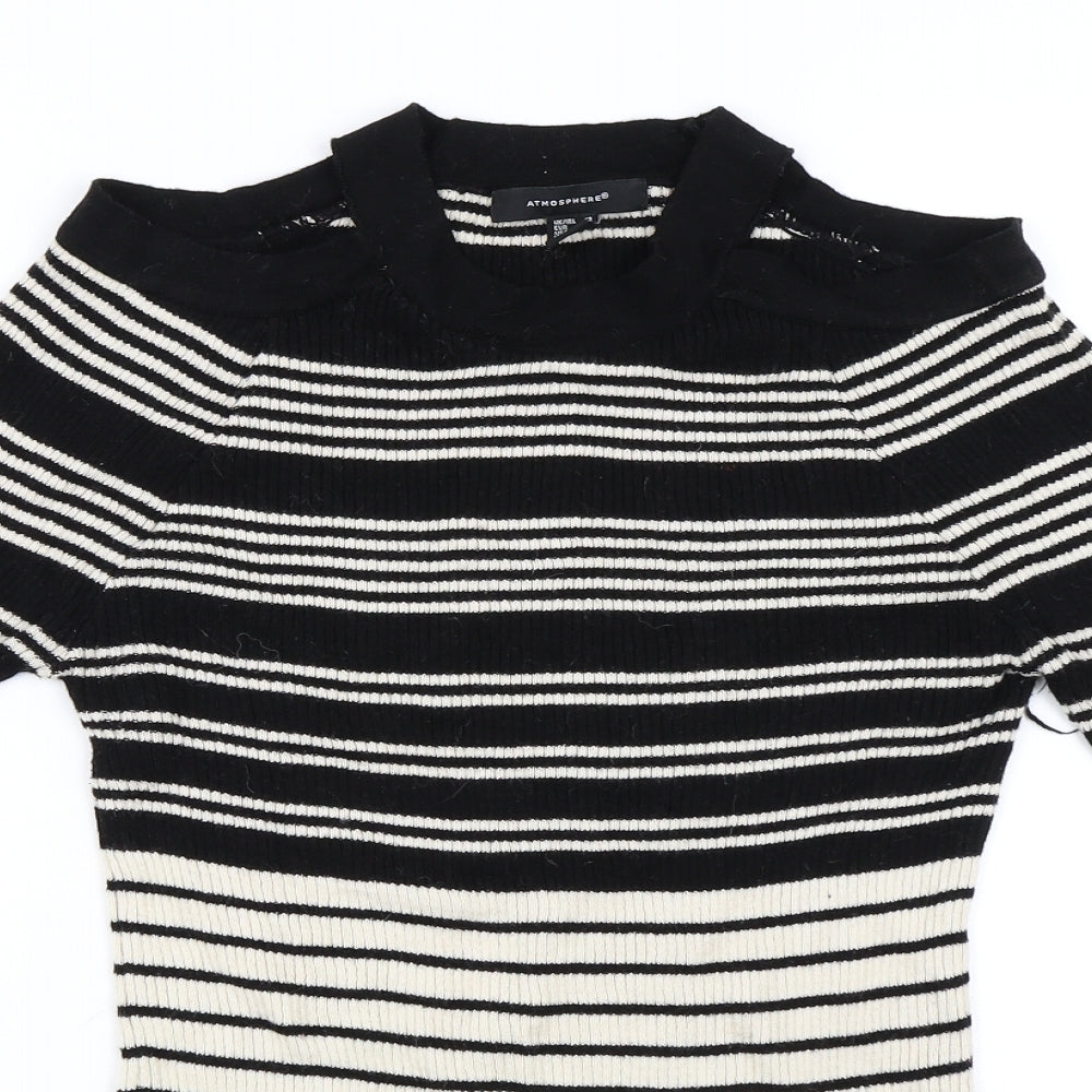 Atmosphere Womens Black Striped  Pullover Jumper Size 12