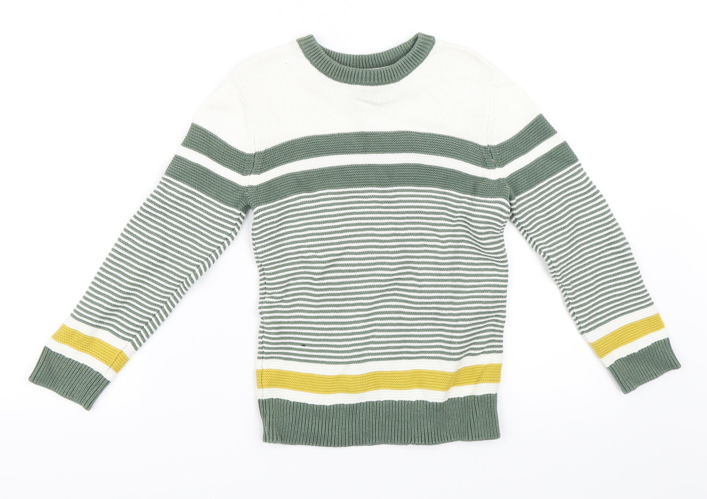 Mini Club Boys Green Striped  Pullover Jumper Size 4-5 Years