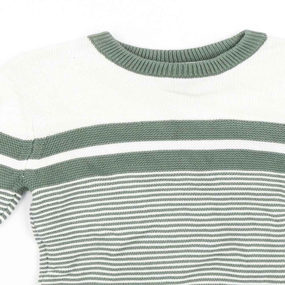 Mini Club Boys Green Striped  Pullover Jumper Size 4-5 Years