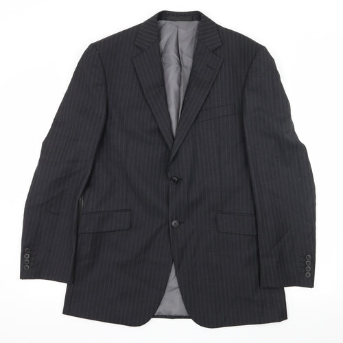 Marks and Spencer Mens Grey Striped  Jacket Suit Jacket Size L