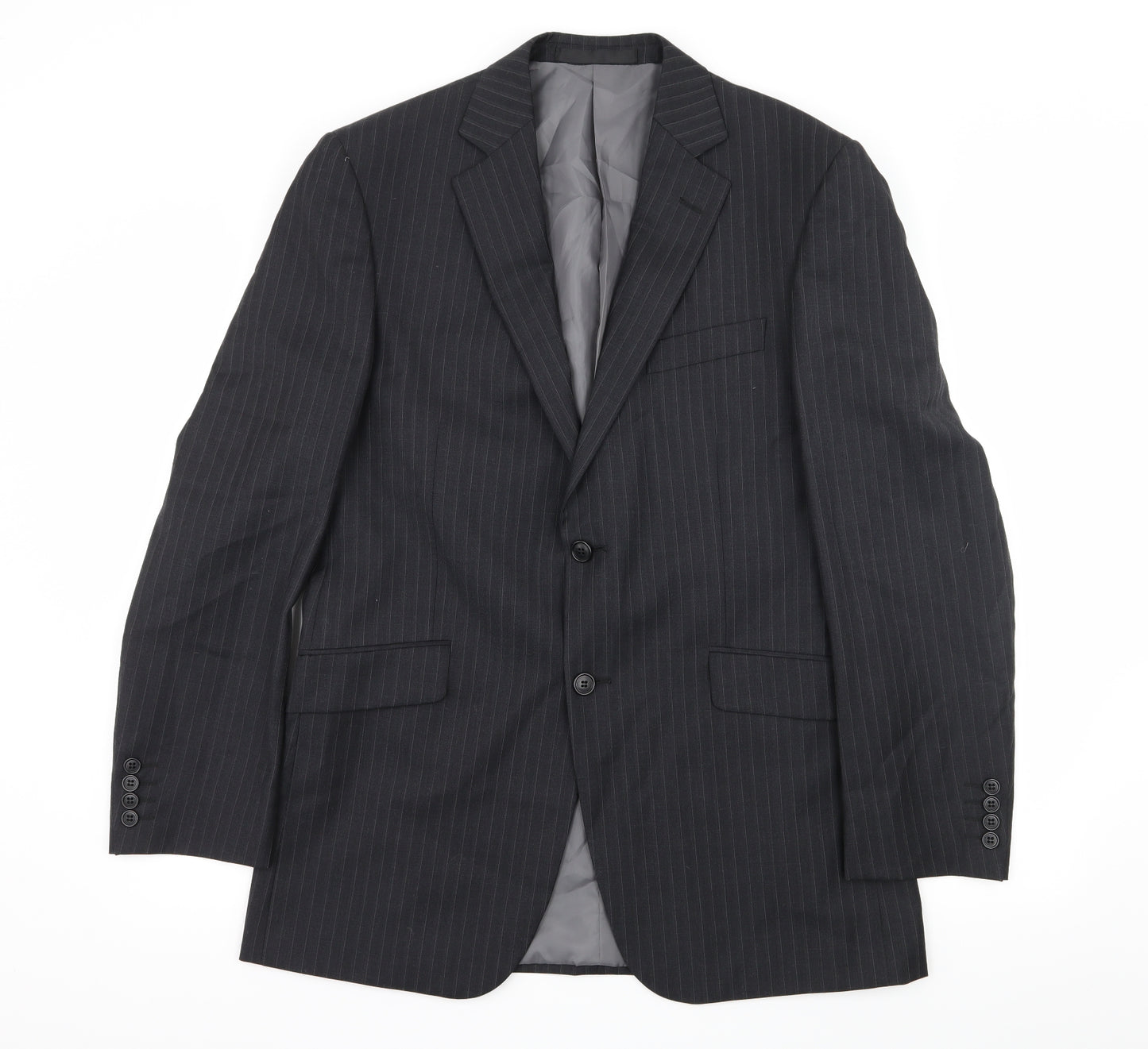 Marks and Spencer Mens Grey Striped  Jacket Suit Jacket Size L