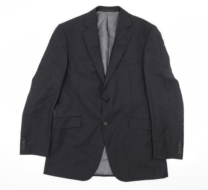 Marks and Spencer Mens Grey Striped  Jacket Suit Jacket Size L