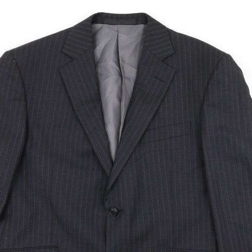 Marks and Spencer Mens Grey Striped  Jacket Suit Jacket Size L