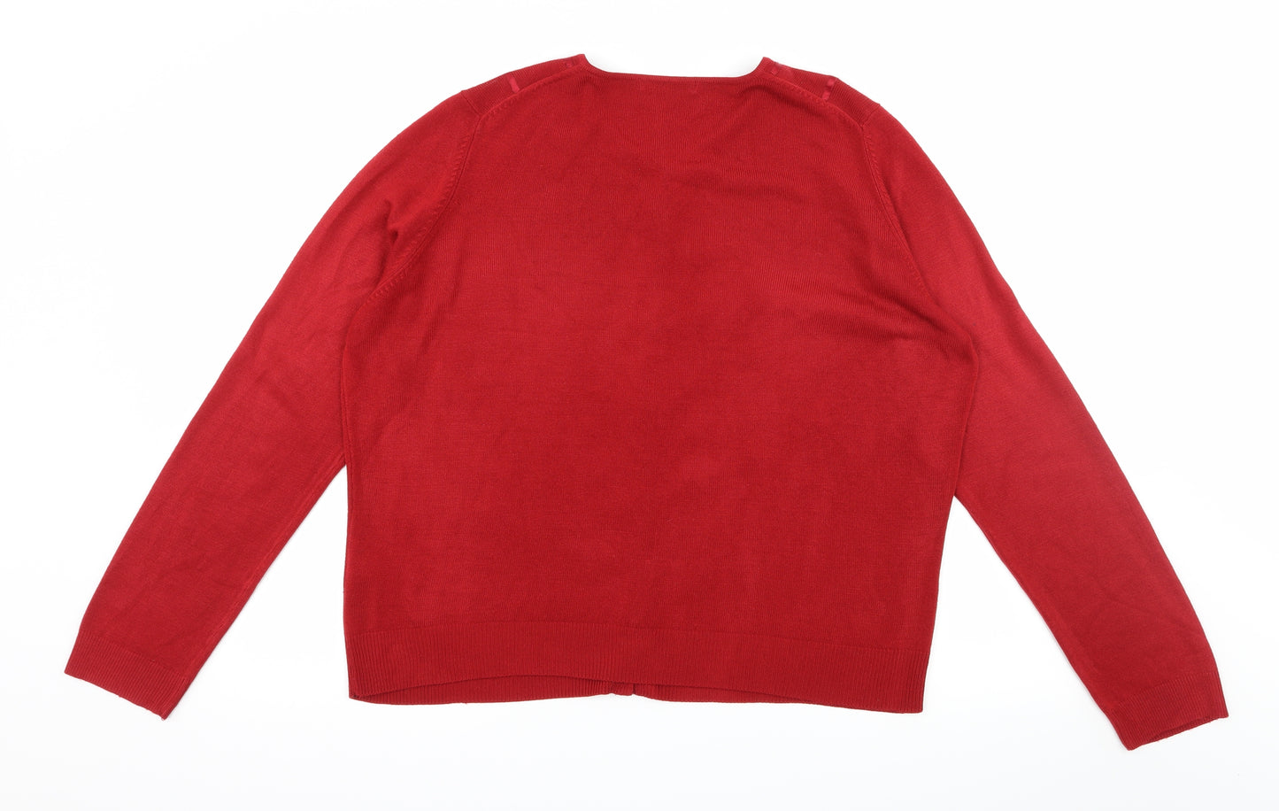 Marks and Spencer Womens Red Striped Knit Cardigan Jumper Size 18