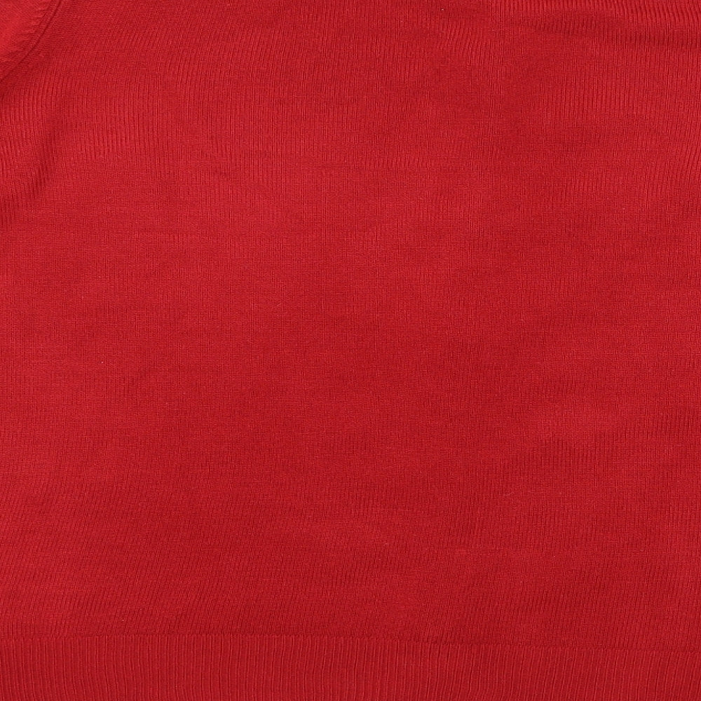 Marks and Spencer Womens Red Striped Knit Cardigan Jumper Size 18