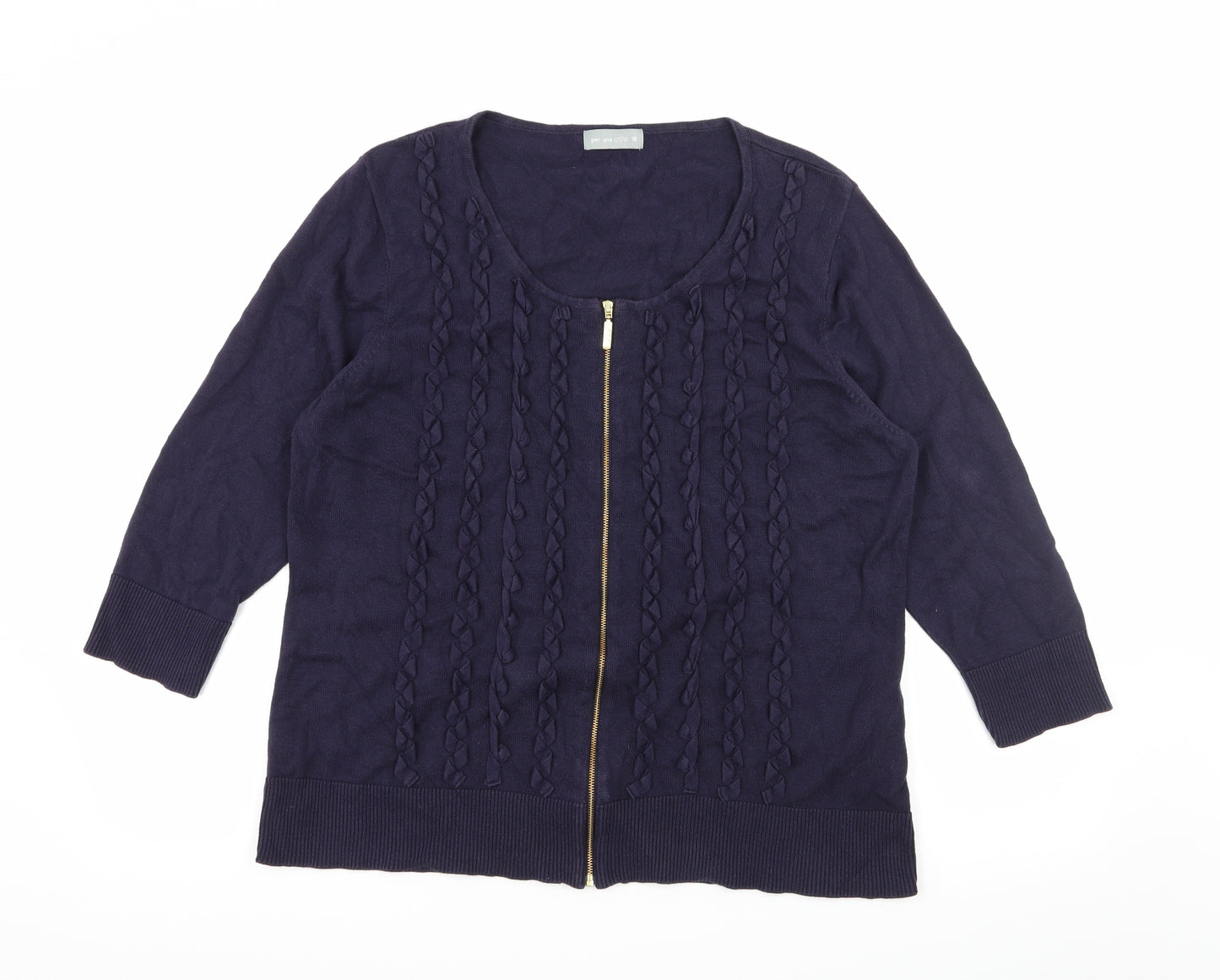 Per Una Womens Blue  Knit Cardigan Jumper Size 18