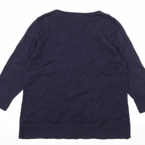 Per Una Womens Blue  Knit Cardigan Jumper Size 18