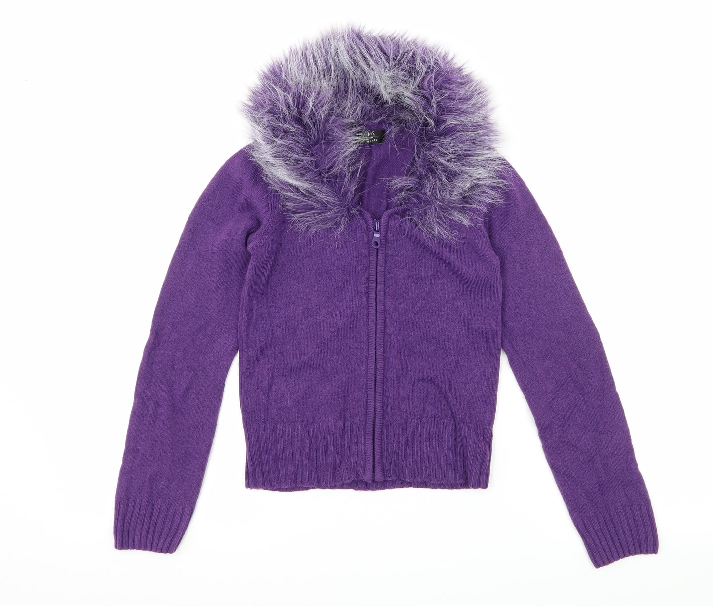 F&F Girls Purple  Knit Cardigan Jumper Size 8-9 Years