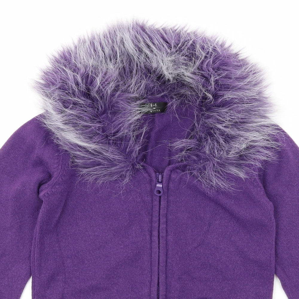 F&F Girls Purple  Knit Cardigan Jumper Size 8-9 Years