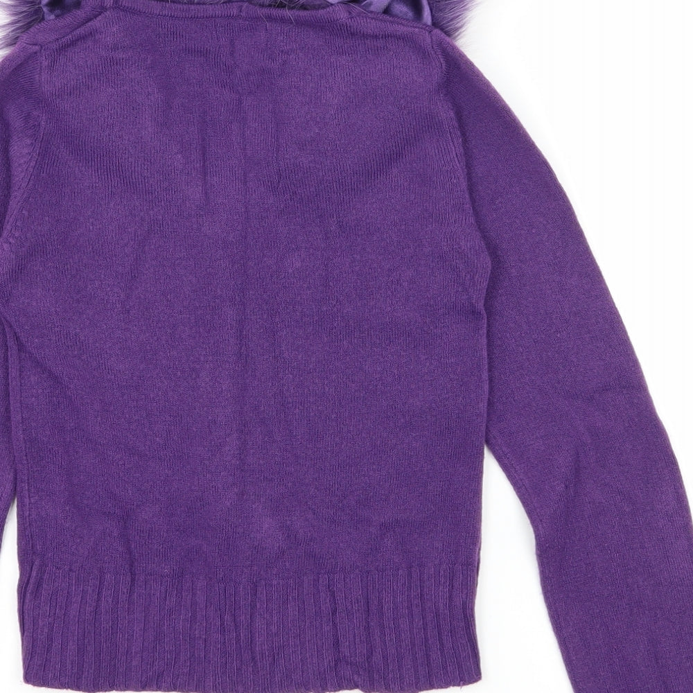 F&F Girls Purple  Knit Cardigan Jumper Size 8-9 Years