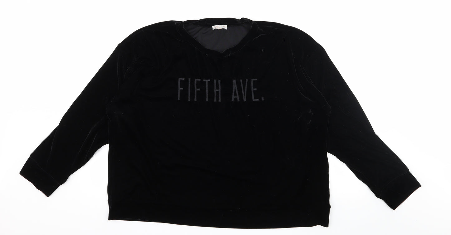 F&F Womens Black  Velvet Pullover Sweatshirt Size 22  - Fifth Avenue
