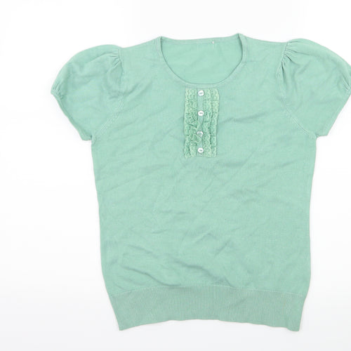 Preworn Womens Green  Knit Basic T-Shirt Size S