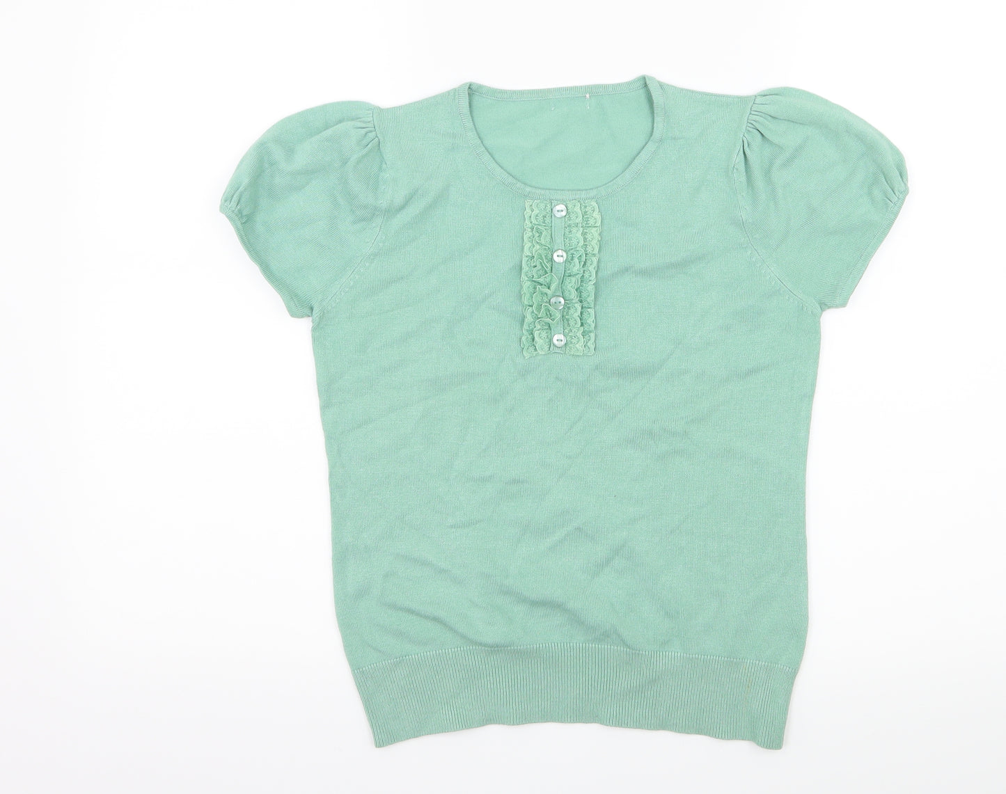 Preworn Womens Green  Knit Basic T-Shirt Size S