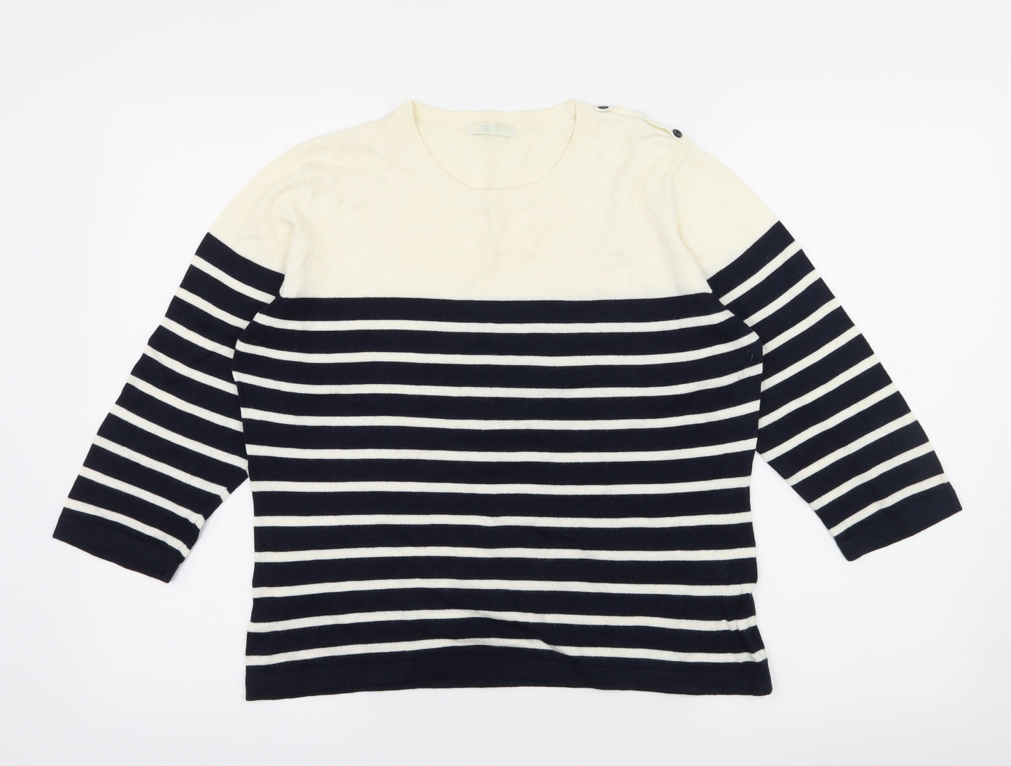 Marks and Spencer Womens White Striped Knit Pullover Jumper Size 12