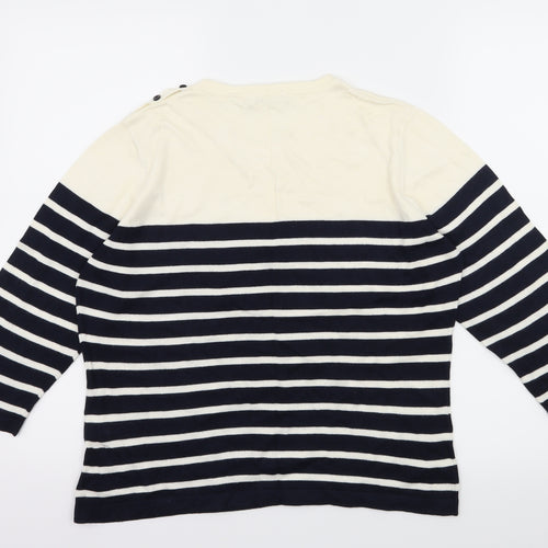 Marks and Spencer Womens White Striped Knit Pullover Jumper Size 12