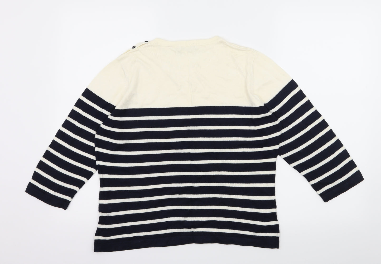 Marks and Spencer Womens White Striped Knit Pullover Jumper Size 12
