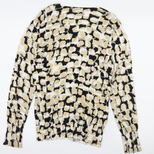 Pomodoro Womens Beige Geometric Knit Cardigan Jumper Size 10