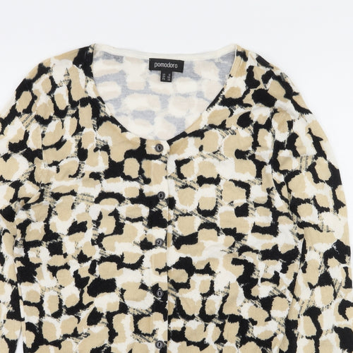 Pomodoro Womens Beige Geometric Knit Cardigan Jumper Size 10