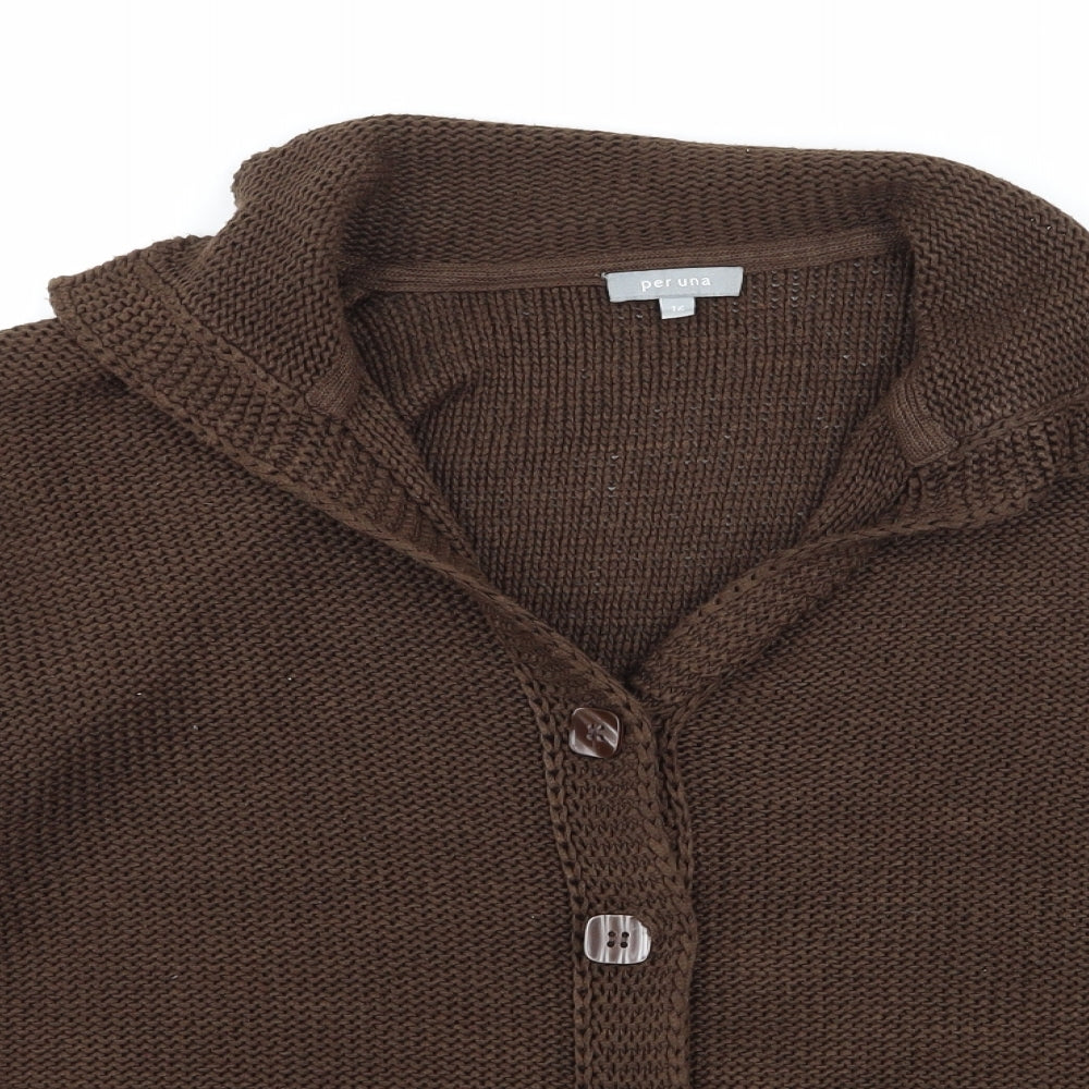 Per Una Womens Brown  Knit Cardigan Jumper Size 16