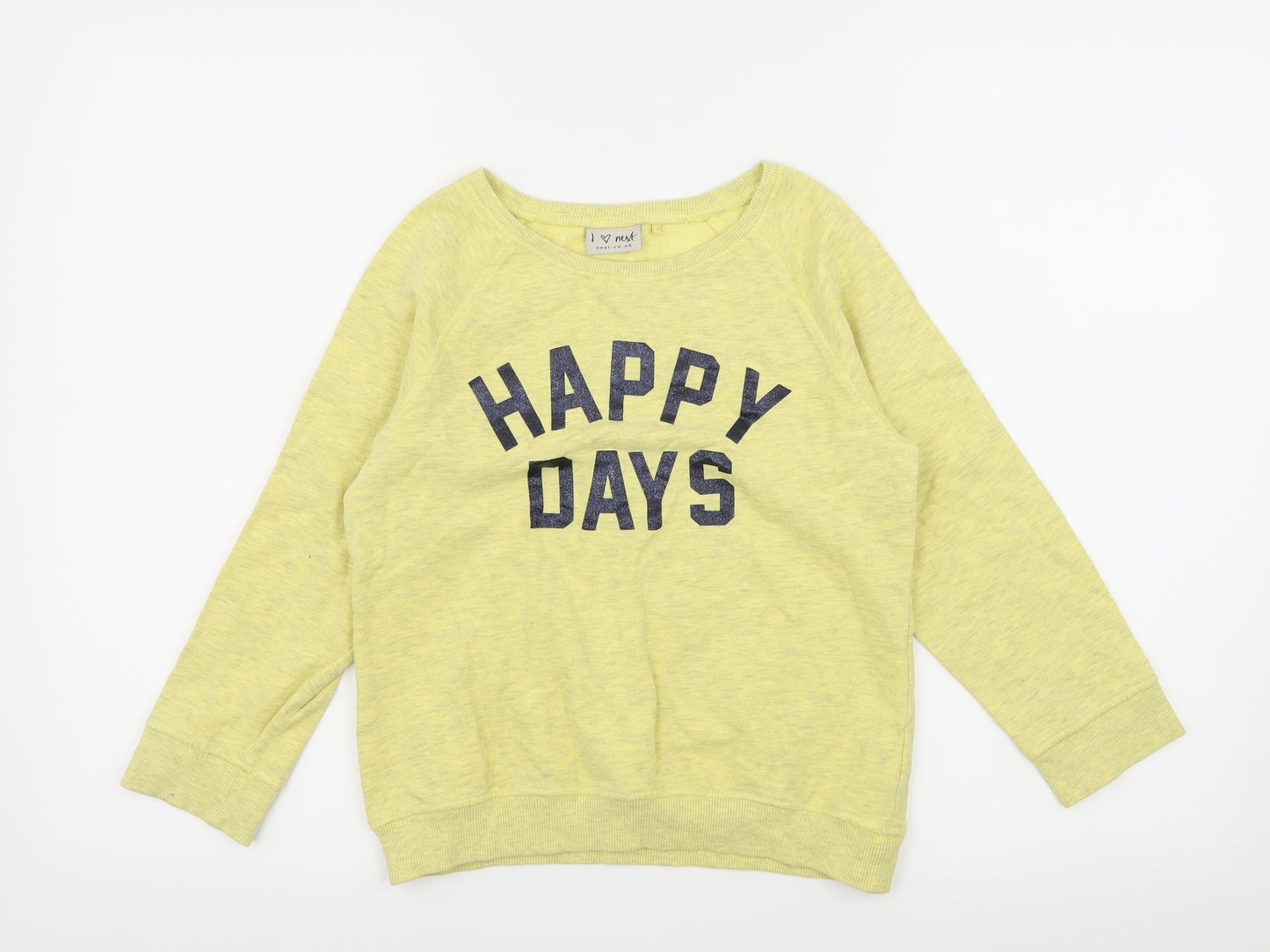 NEXT Girls Yellow  Jersey Pullover Sweatshirt Size 9 Years  - Happy Days