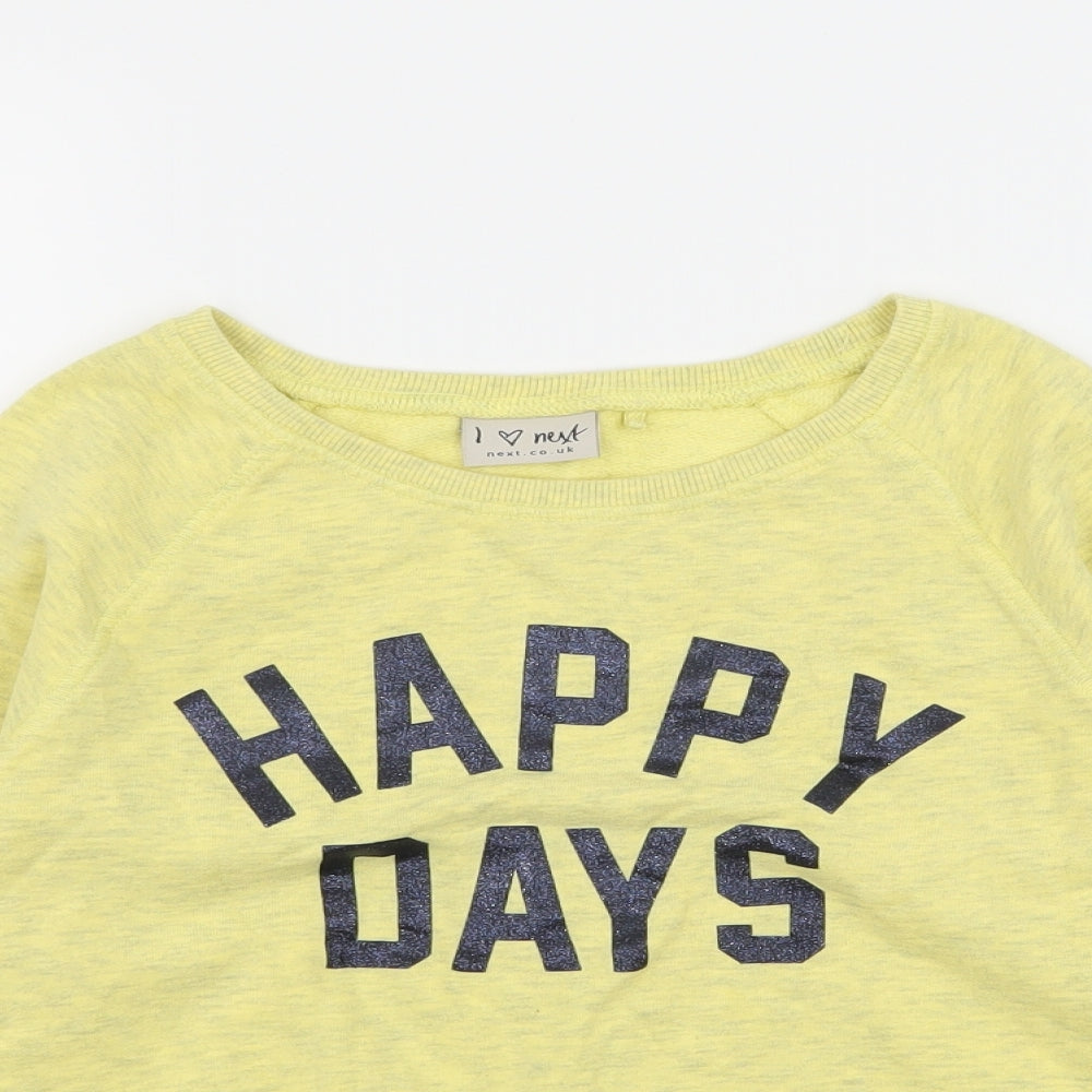 NEXT Girls Yellow  Jersey Pullover Sweatshirt Size 9 Years  - Happy Days