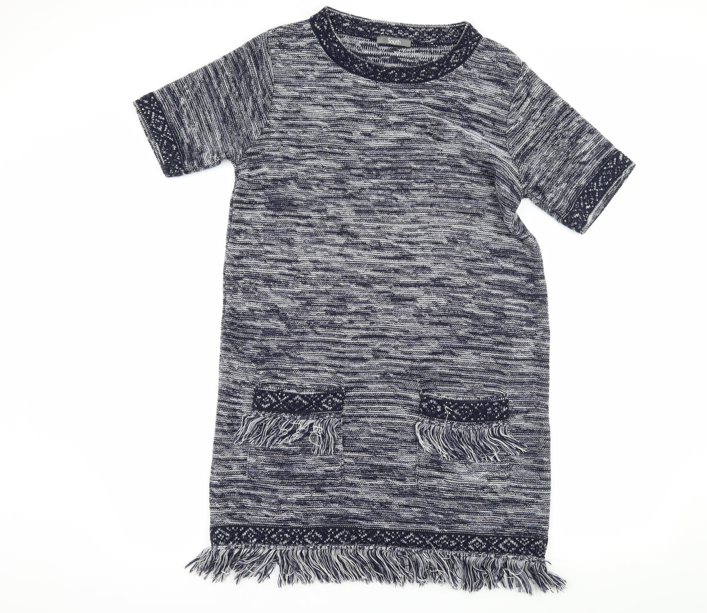 South Womens Blue Striped Knit Jumper Dress  Size 12