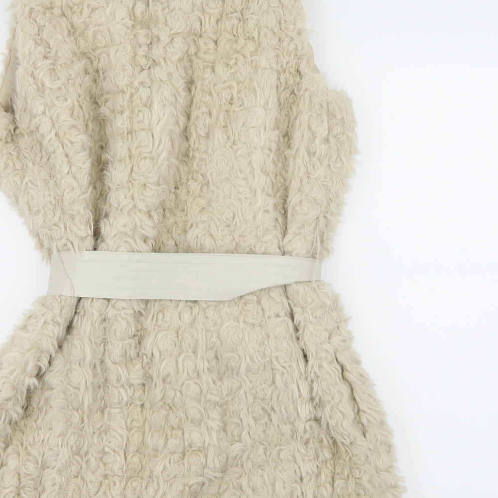 NEXT Womens Ivory   Gilet Jacket Size 12  - Faux Fur