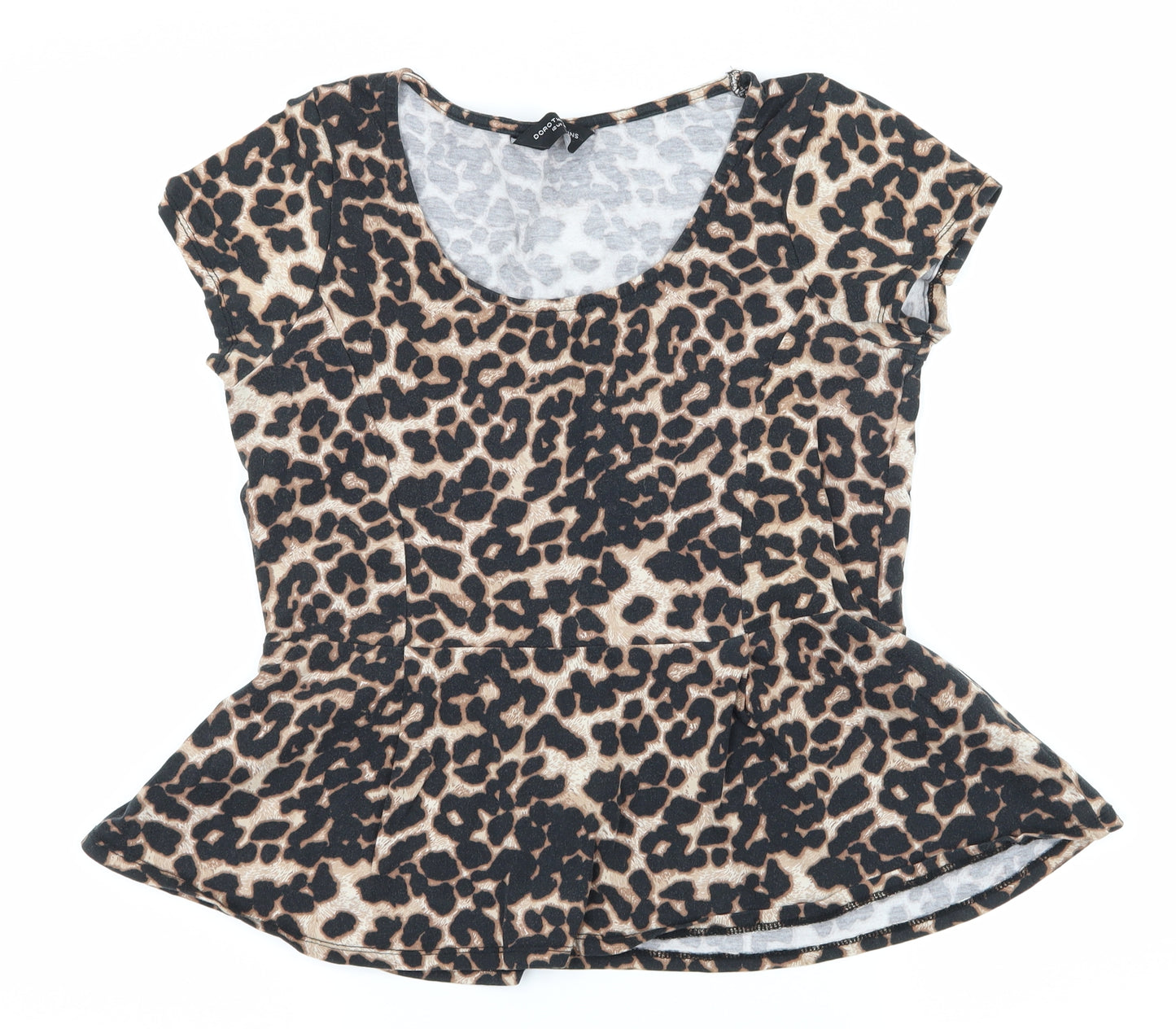 Dorothy Perkins Womens Brown Animal Print Jersey Basic T-Shirt Size 12