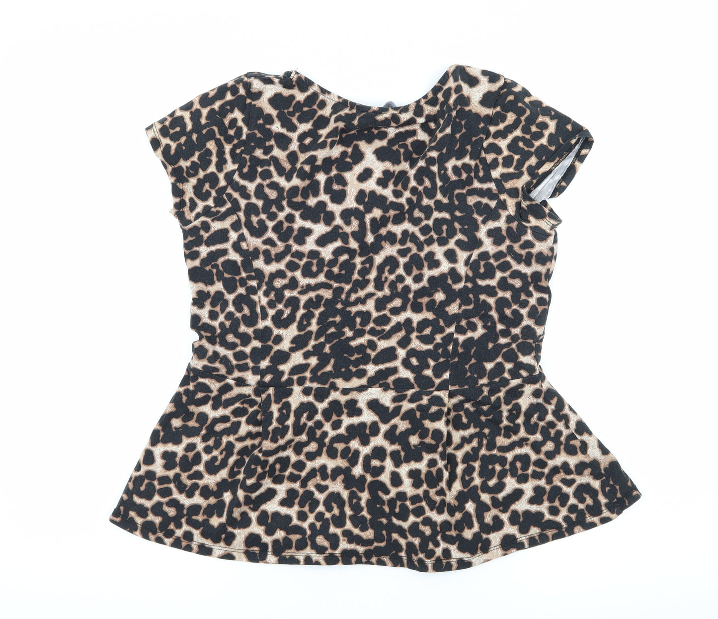 Dorothy Perkins Womens Brown Animal Print Jersey Basic T-Shirt Size 12