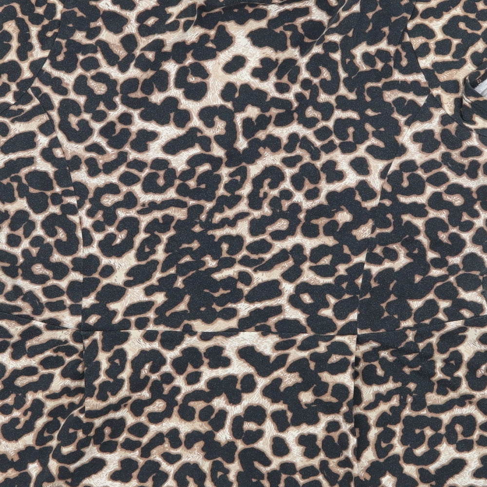 Dorothy Perkins Womens Brown Animal Print Jersey Basic T-Shirt Size 12