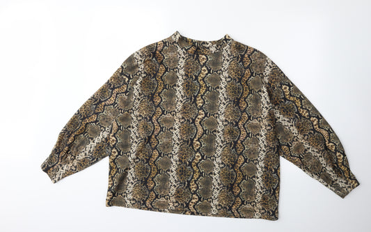 George Womens Green Animal Print  Pullover Sweatshirt Size M