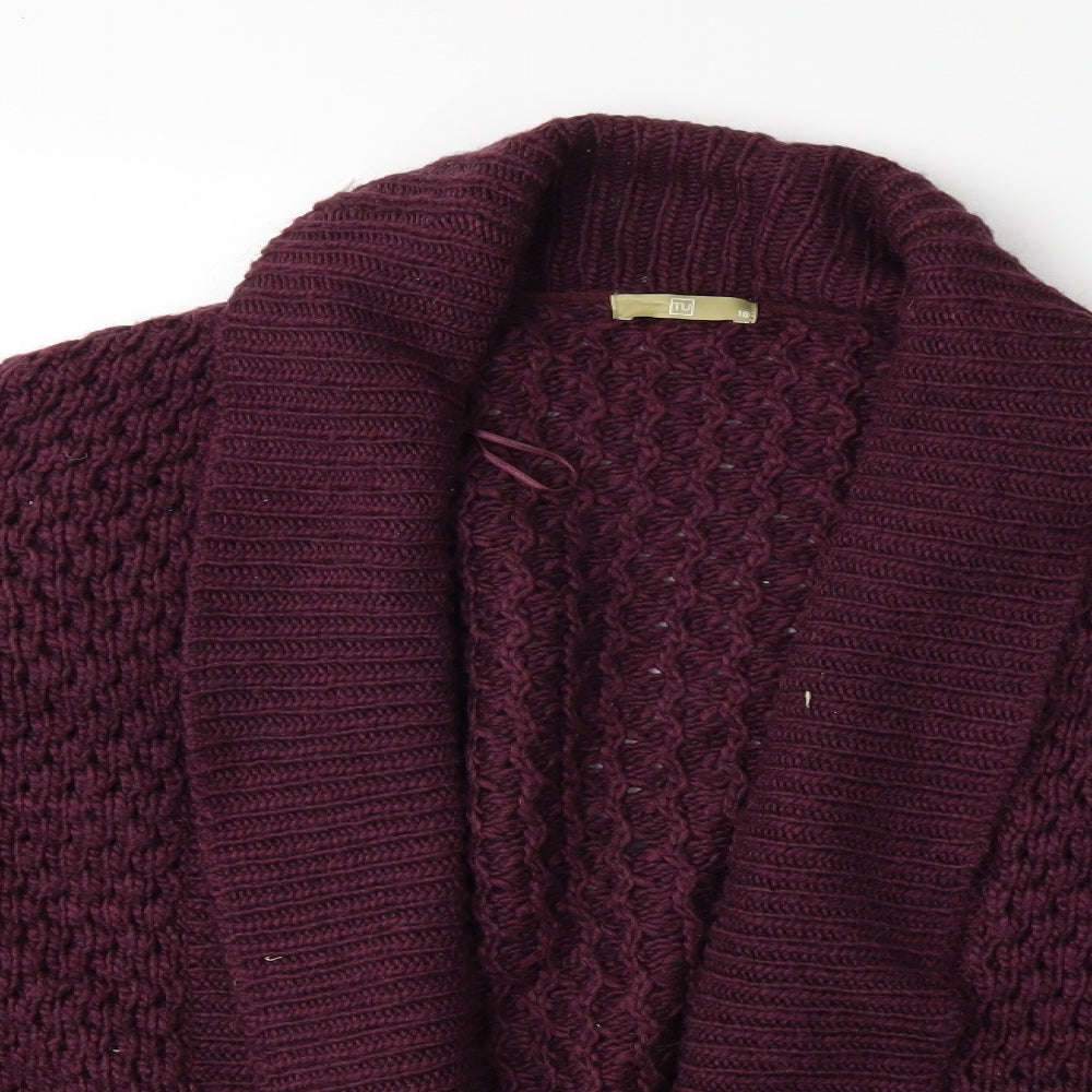 TU Womens Purple  Knit Cardigan Jumper Size 18