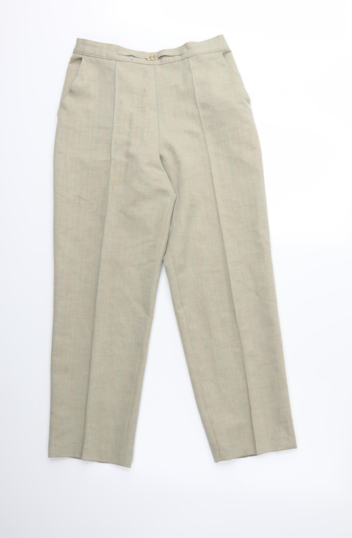 Marks and Spencer Womens Beige Check  Trousers  Size 10 L25 in