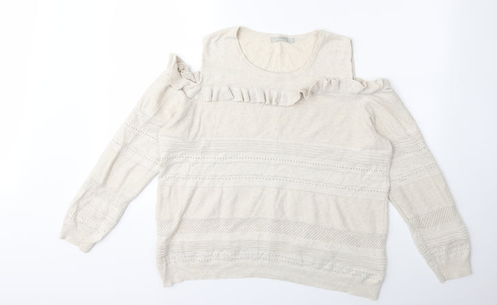George Womens Beige Knit Pullover Jumper Size 18