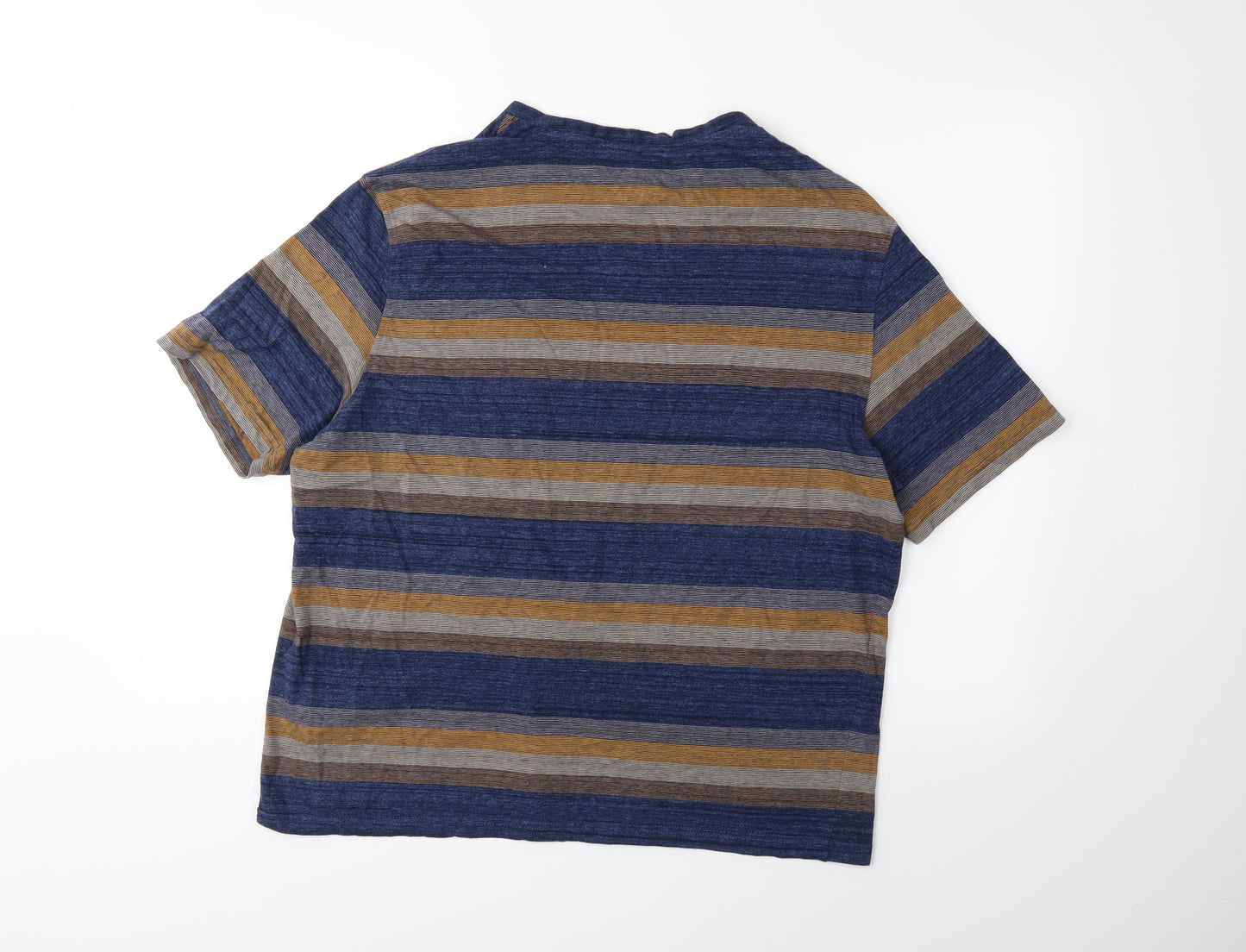 Marks and Spencer Mens Blue Striped   T-Shirt Size L