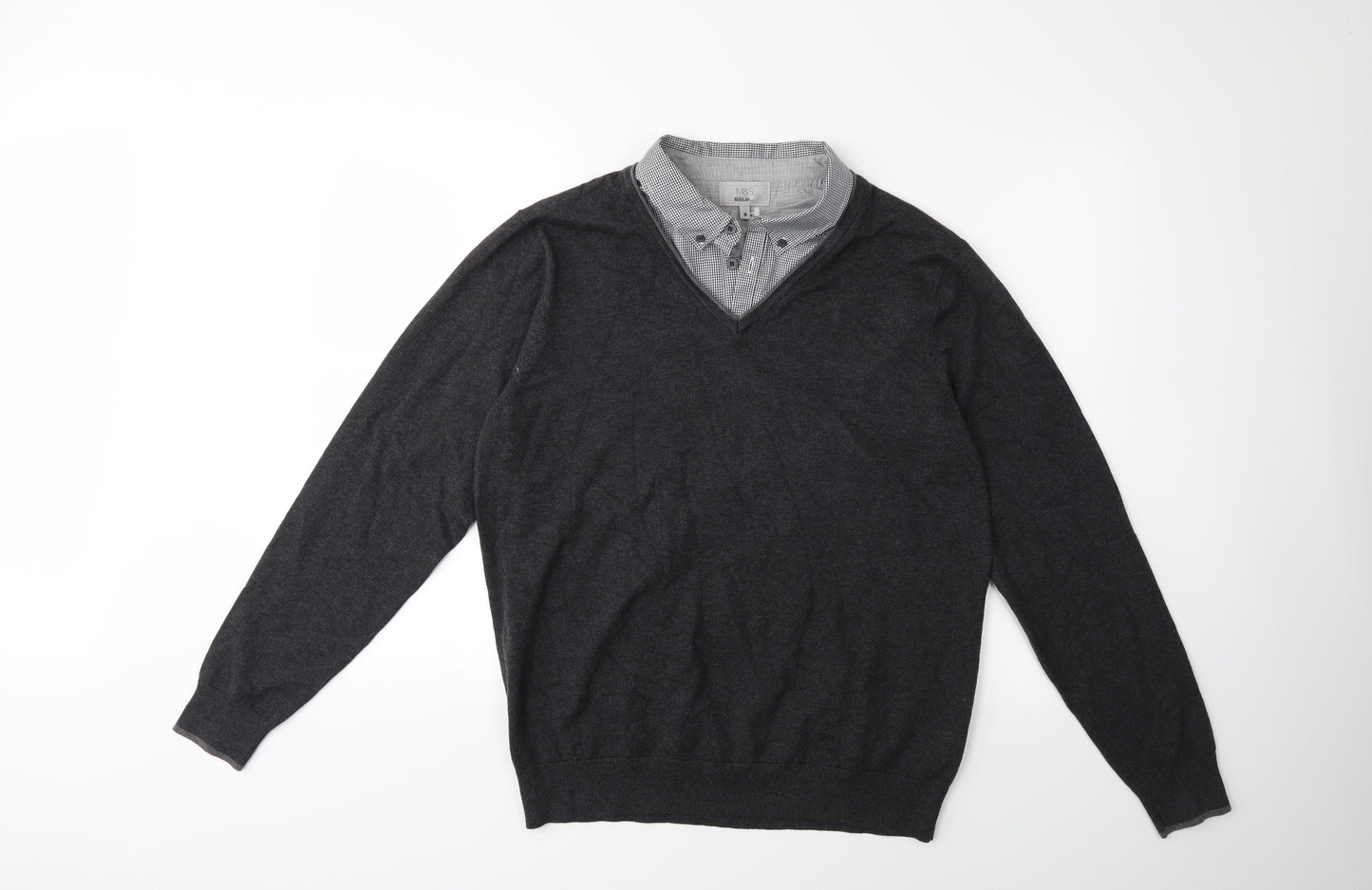 Marks and Spencer Mens Grey  Knit Pullover Jumper Size M