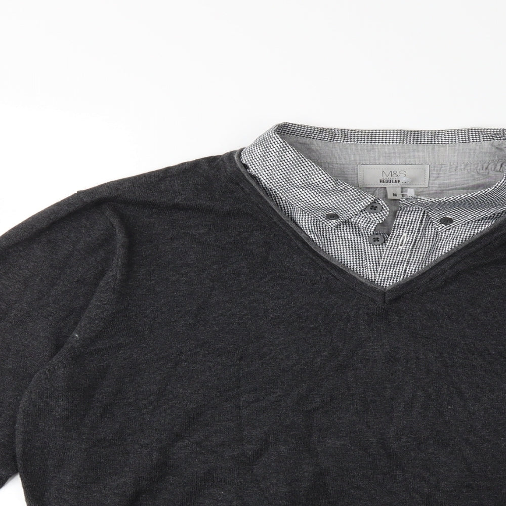 Marks and Spencer Mens Grey  Knit Pullover Jumper Size M