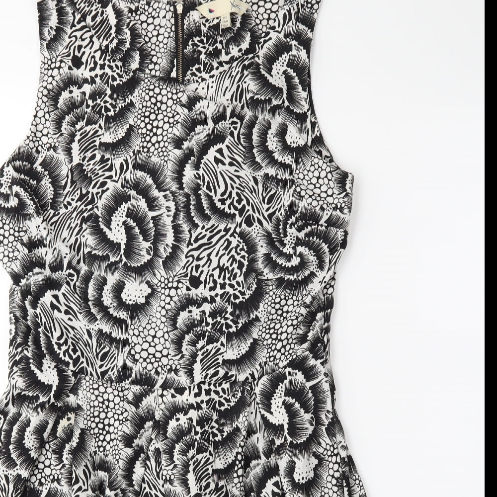 Yumi Womens Black Floral  Fit & Flare  Size 12