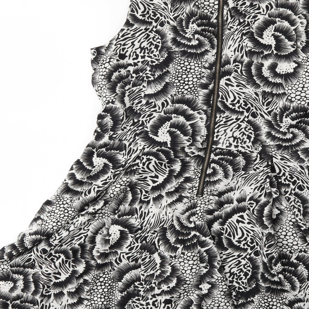 Yumi Womens Black Floral  Fit & Flare  Size 12