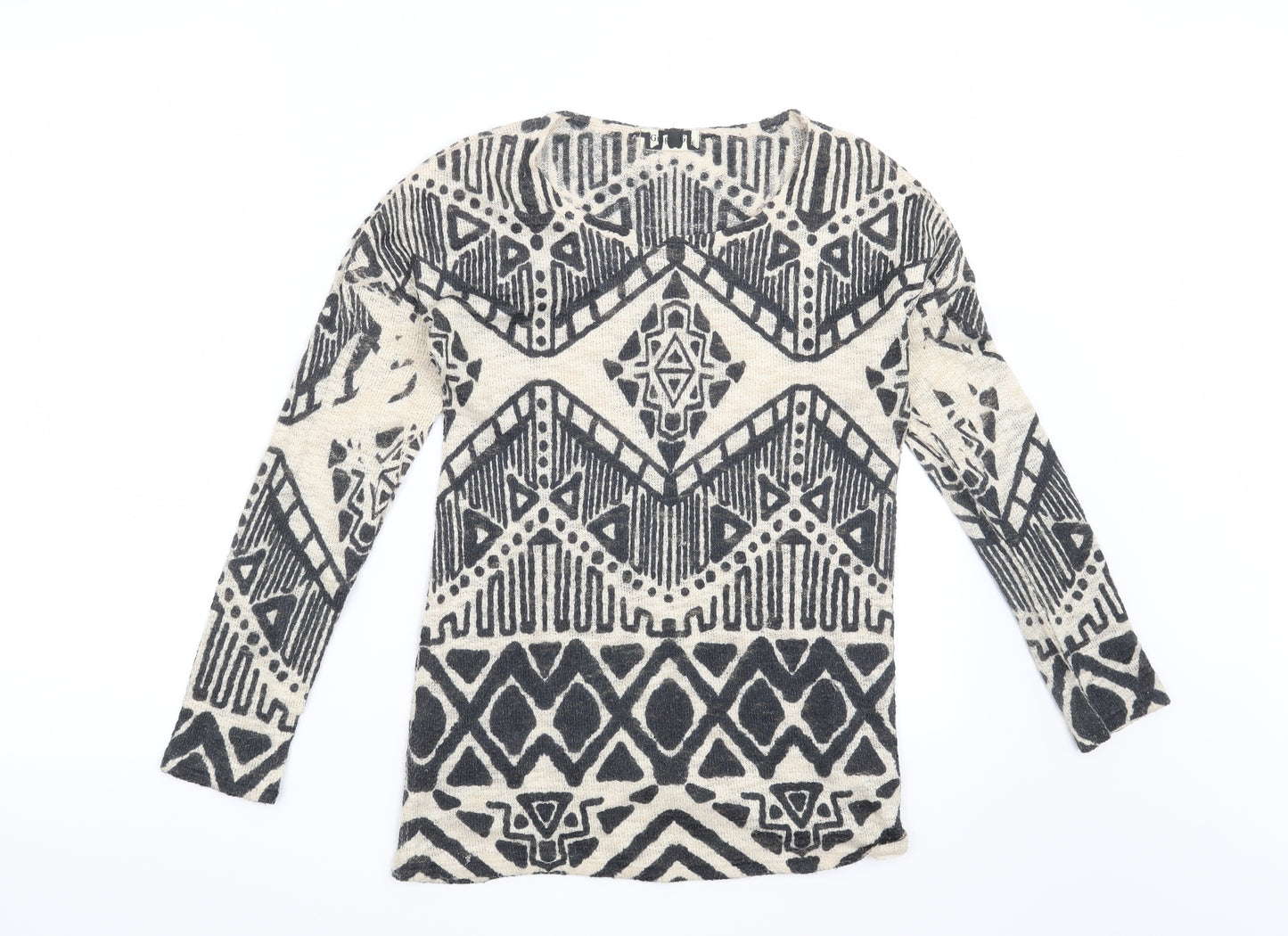 Preworn Womens Beige Geometric  Pullover Jumper Size S