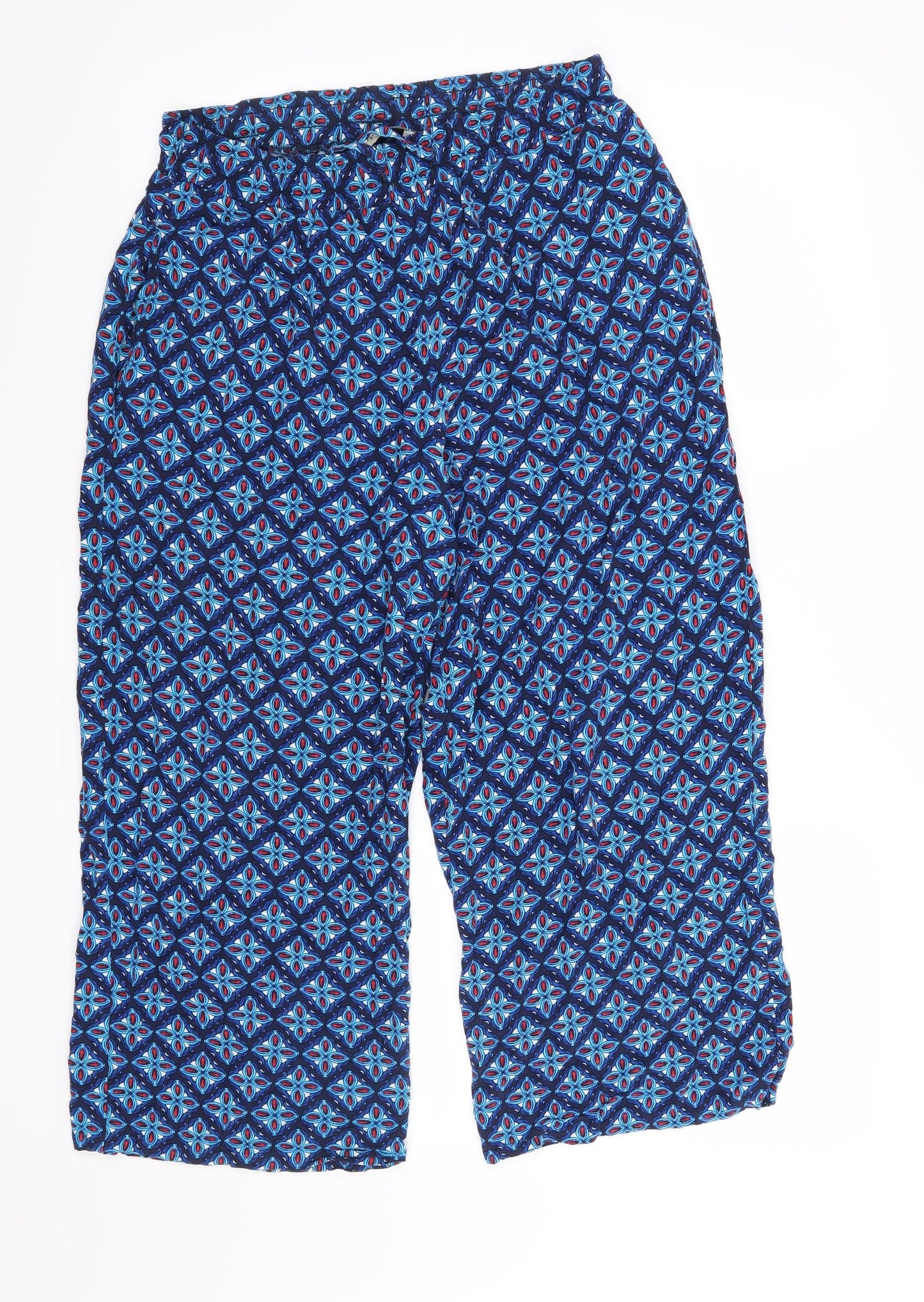 Papaya Womens Blue Geometric  Trousers  Size 10 L22 in