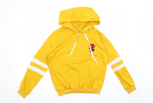 Preworn Womens Yellow Striped  Pullover Hoodie Size M