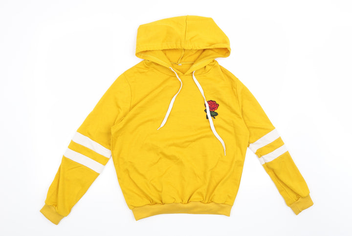 Preworn Womens Yellow Striped  Pullover Hoodie Size M