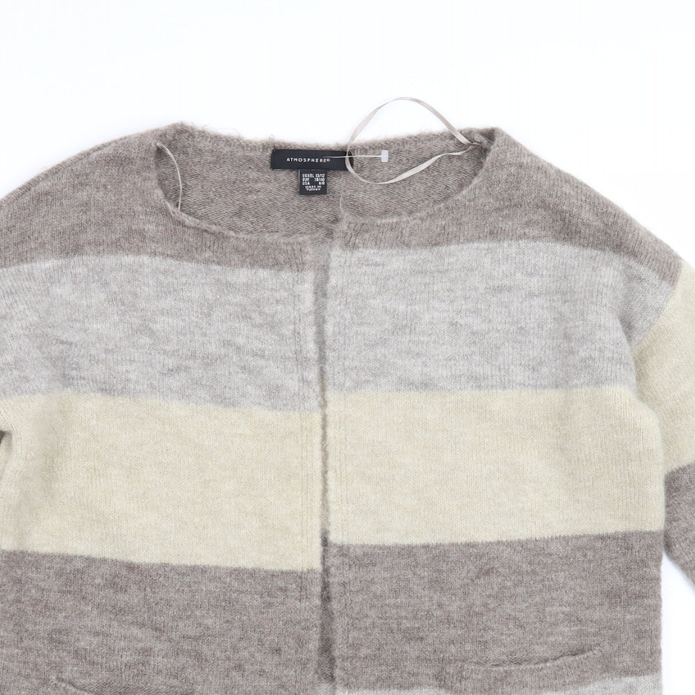 Atmosphere Womens Brown Striped  Cardigan Jumper Size 10