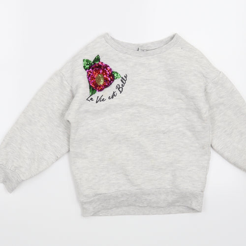 TU Girls Grey   Pullover Sweatshirt Size 7 Years  - La Vie Est Belle