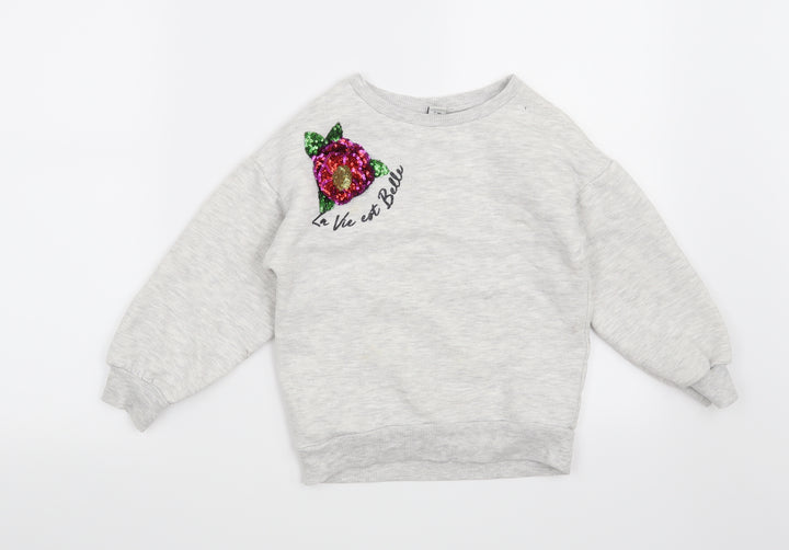 TU Girls Grey   Pullover Sweatshirt Size 7 Years  - La Vie Est Belle
