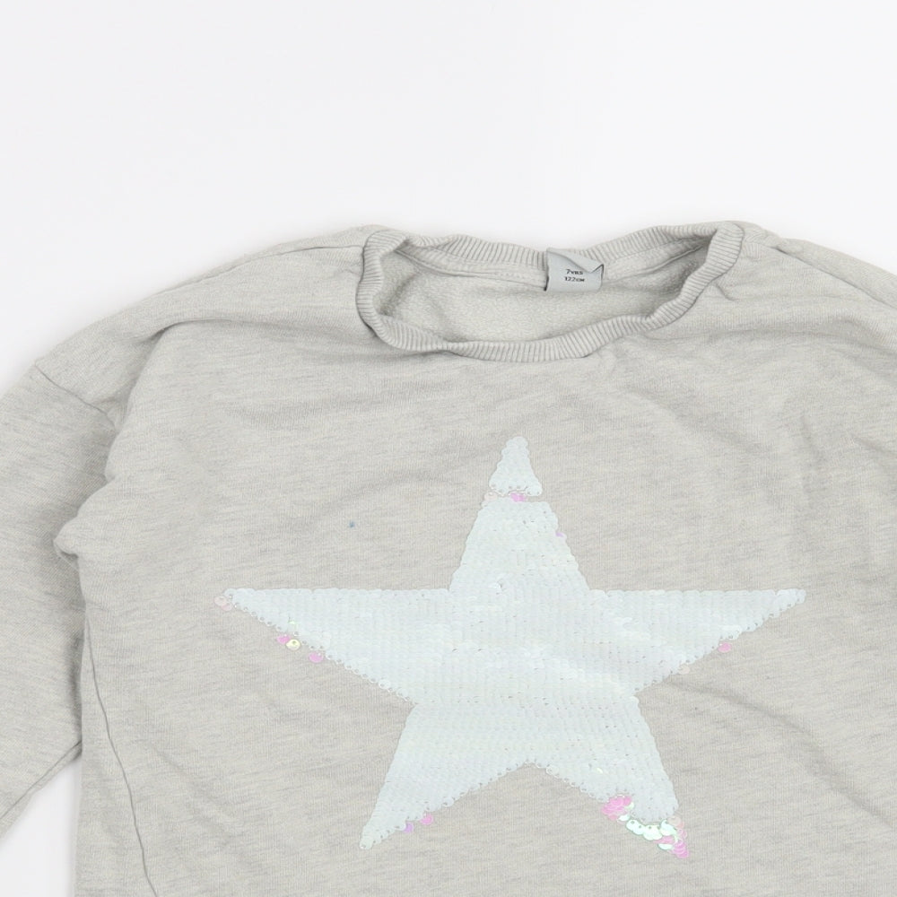 TU Girls Grey   Pullover Sweatshirt Size 7 Years  - Star