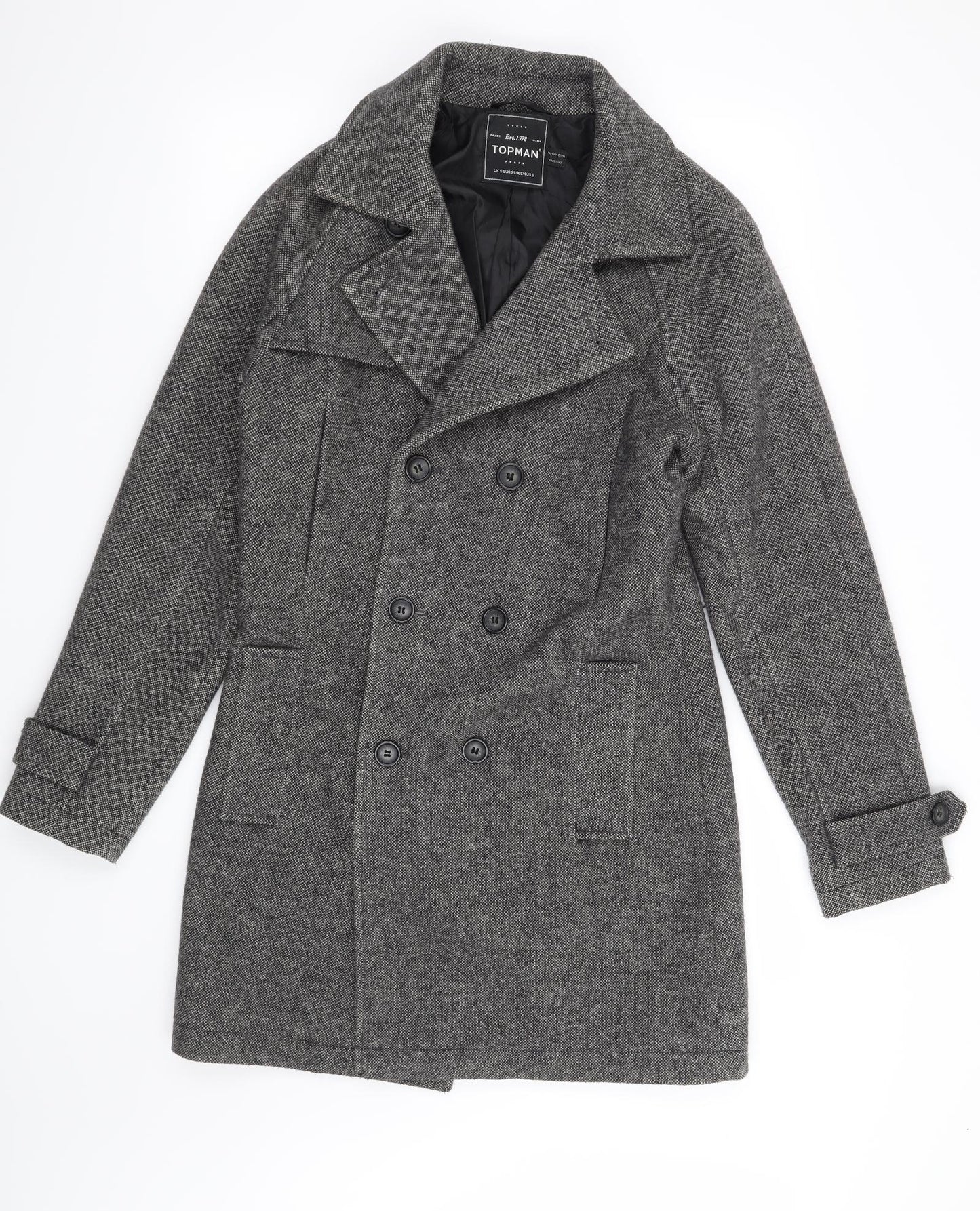 Topman Mens Grey   Overcoat Coat Size S