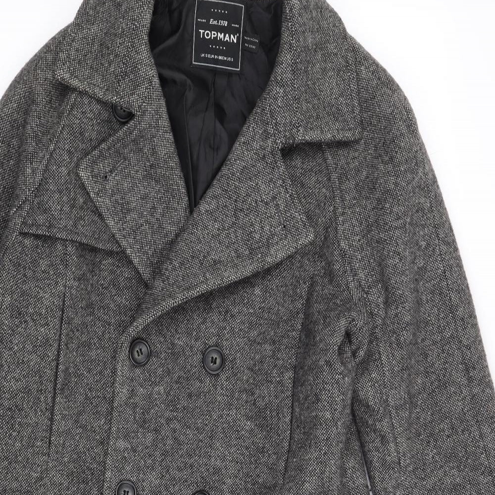 Topman Mens Grey   Overcoat Coat Size S